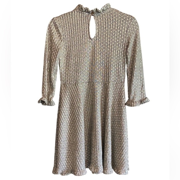 ART CLASS Girl’s Gold Dress with Neck, Arm and Skirt Ruffle, Size L10/12 - Picture 6 of 6